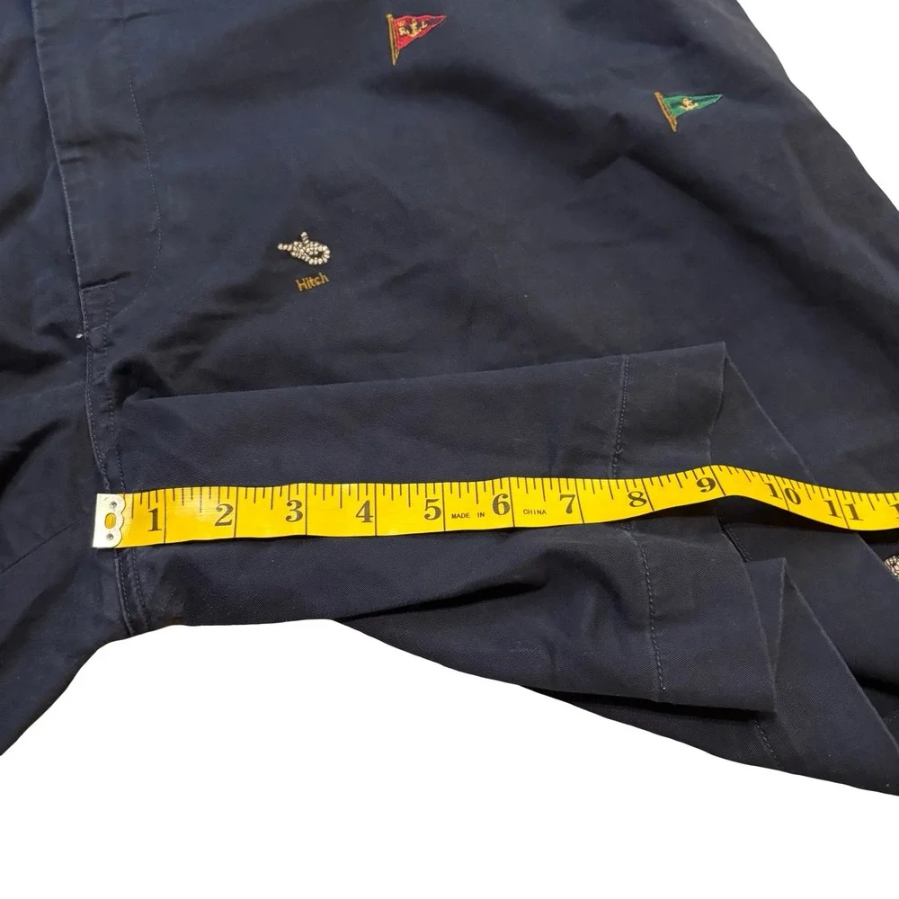 Polo Ralph Lauren Mens 46 Navy Blue Nautical Knot Embroidered Chino Shorts